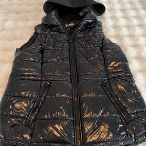 Michael Kors Glossy Black Hooded Vest